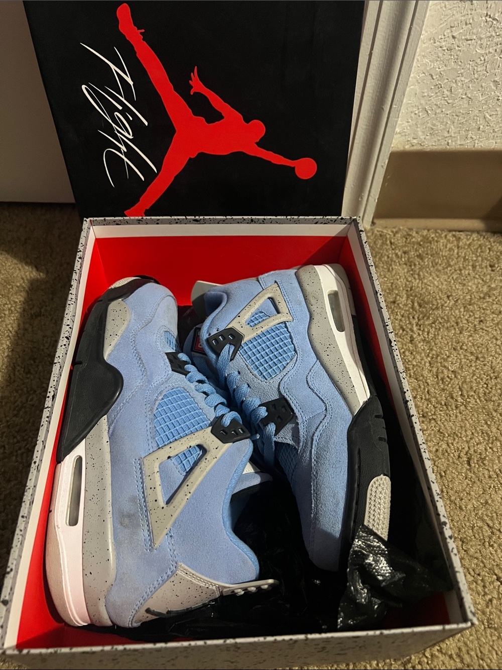Jordan Kids' Light Blue Suede Retro Sneakers with Gray and Black Accents